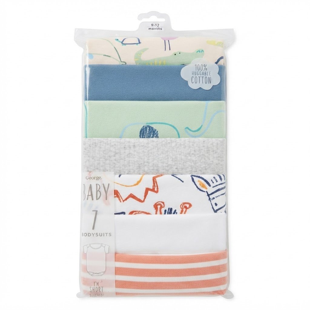 WhatsApp Image 2026-08-21 at 4.44.23 PM 👶 Baby Bodysuits – 7 Pcs Pack for Boys (9–12 Months) - Image 1